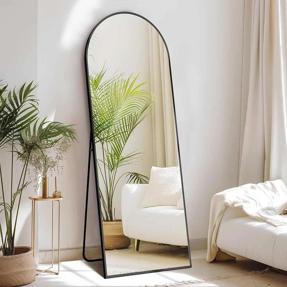 Sweetcrispy 64"x21" Arched Full Length Mirror, Standing or Leaning Full Body Mirror with Aluminum... | Amazon (US)