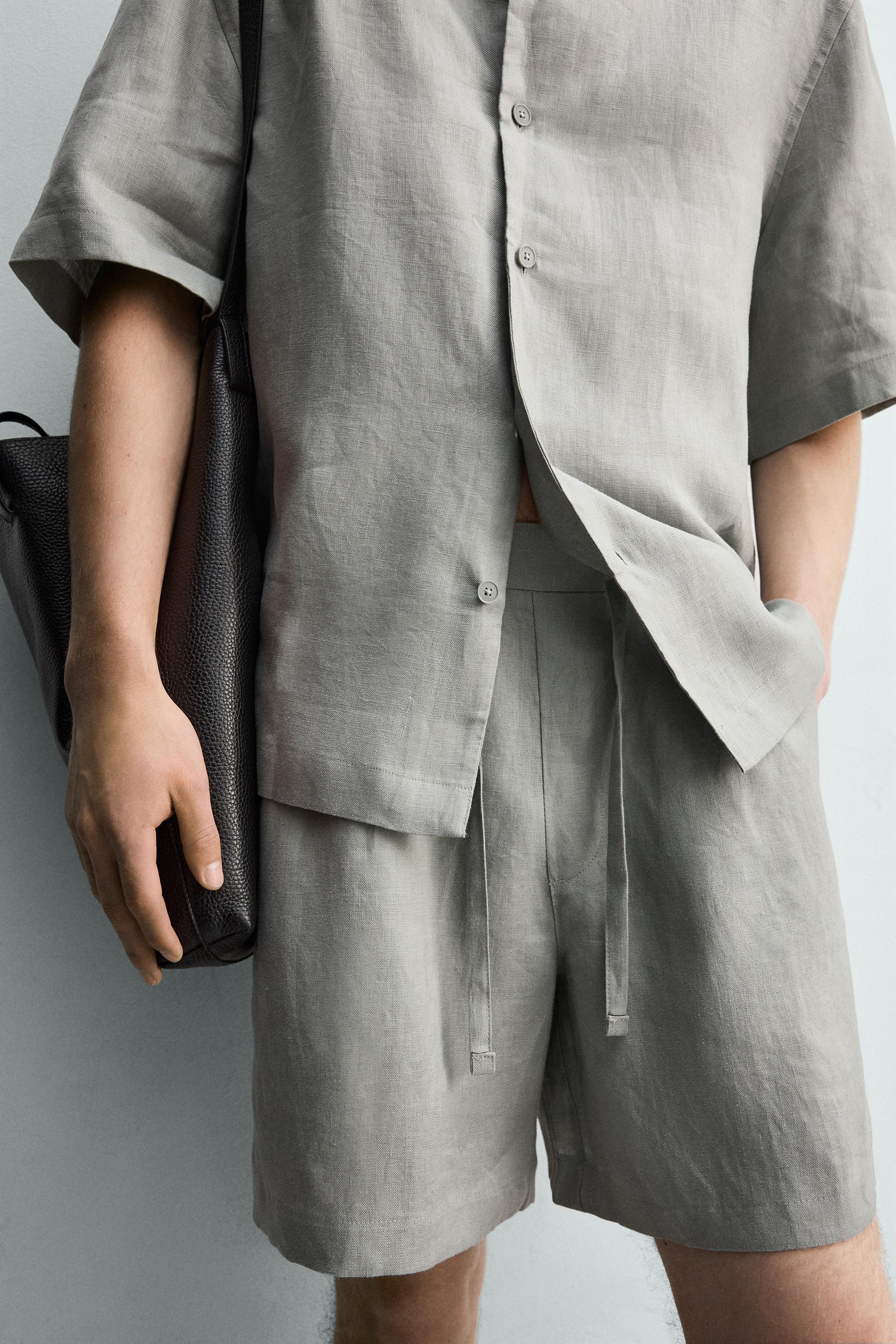 100% LINEN RELAXED FIT SHORTS | Zara US