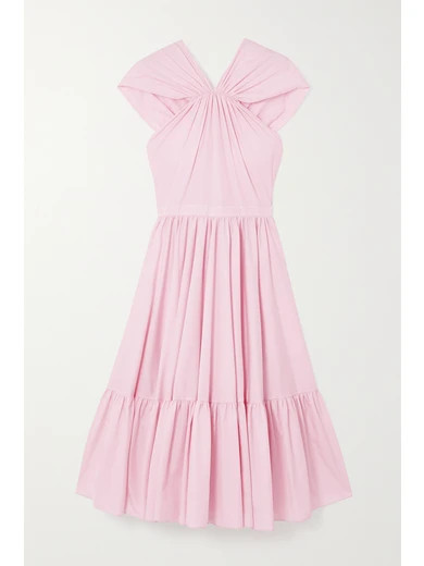 Alexander McQueen - Tiered Gathered Cotton-poplin Midi Dress - Pink | NET-A-PORTER (US)