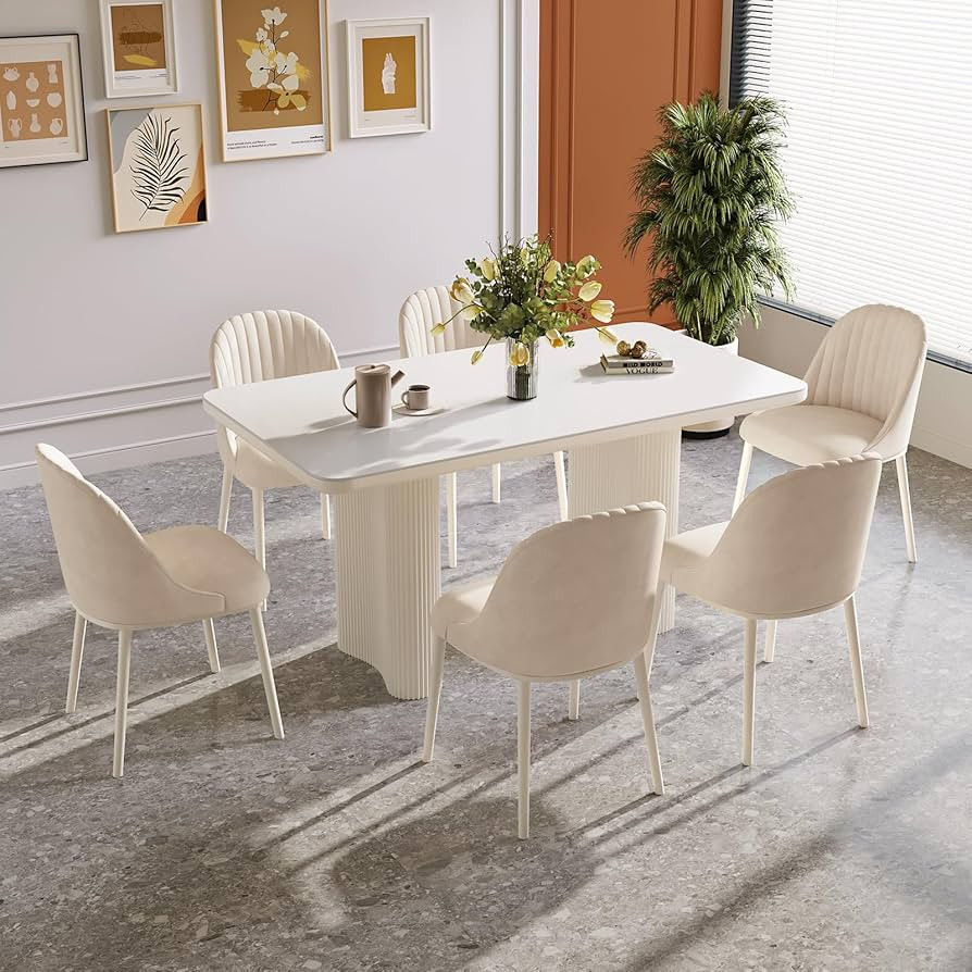 Guyii 55.27" Dining Table Set with 6 Chairs, Modern Rectangular Kitchen Table, Indoor Dining Tabl... | Amazon (US)