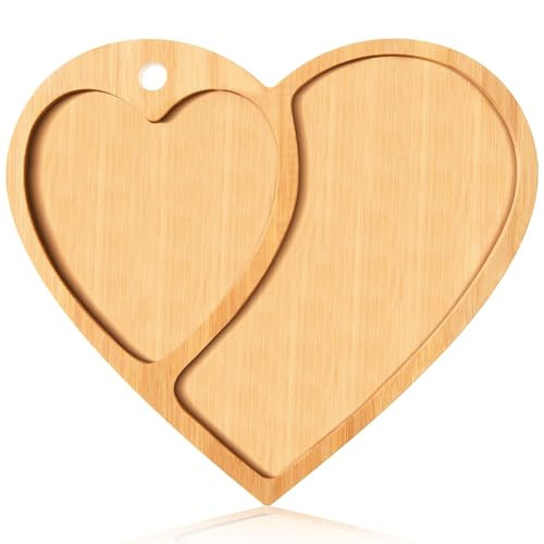 AWIZOM Valentine's Day Serving Platters Heart Shape Charcuterie Board with Hole Decorative Bamboo Serving Tray Wooden Snack Dish Plate for Mother's Day Wedding Housewarming Present,14.17x12.4x0.59" | Amazon (US)