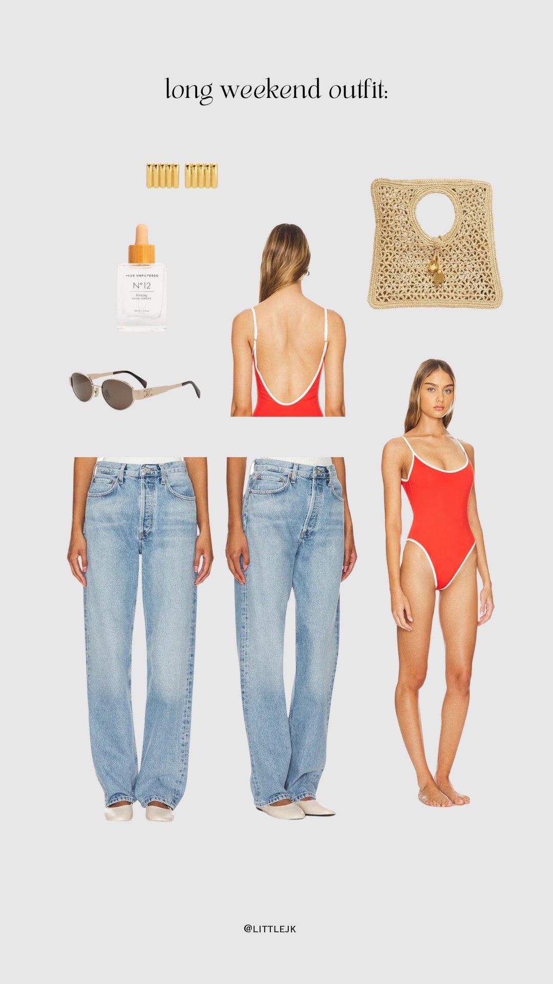 Something about red with denim is 🤌🏼

+ linked exact and similar items I also love and would wear 

#summerstyle 
#longweekendoutfit
#whatimwearing

#LTKStyleTip