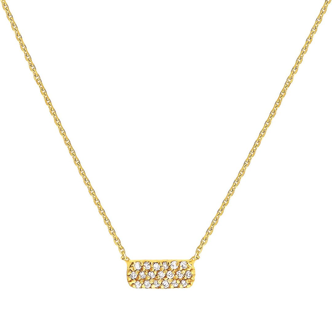 14kt Gold 0.07 CTW Mini East to West Diamond Dog Tag Necklace | Ritani