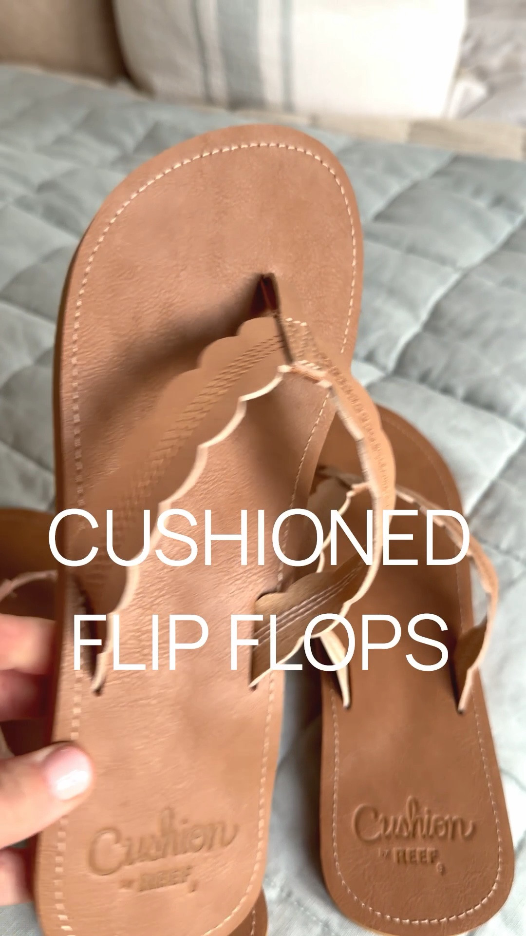 The most popular shoe in my REEF x JENNy collection are these scalloped ones, available in tan and a light seashell pink. Cushioned sole, arch support .. you can wear them all day long!

#LTKSwim #LTKActive
