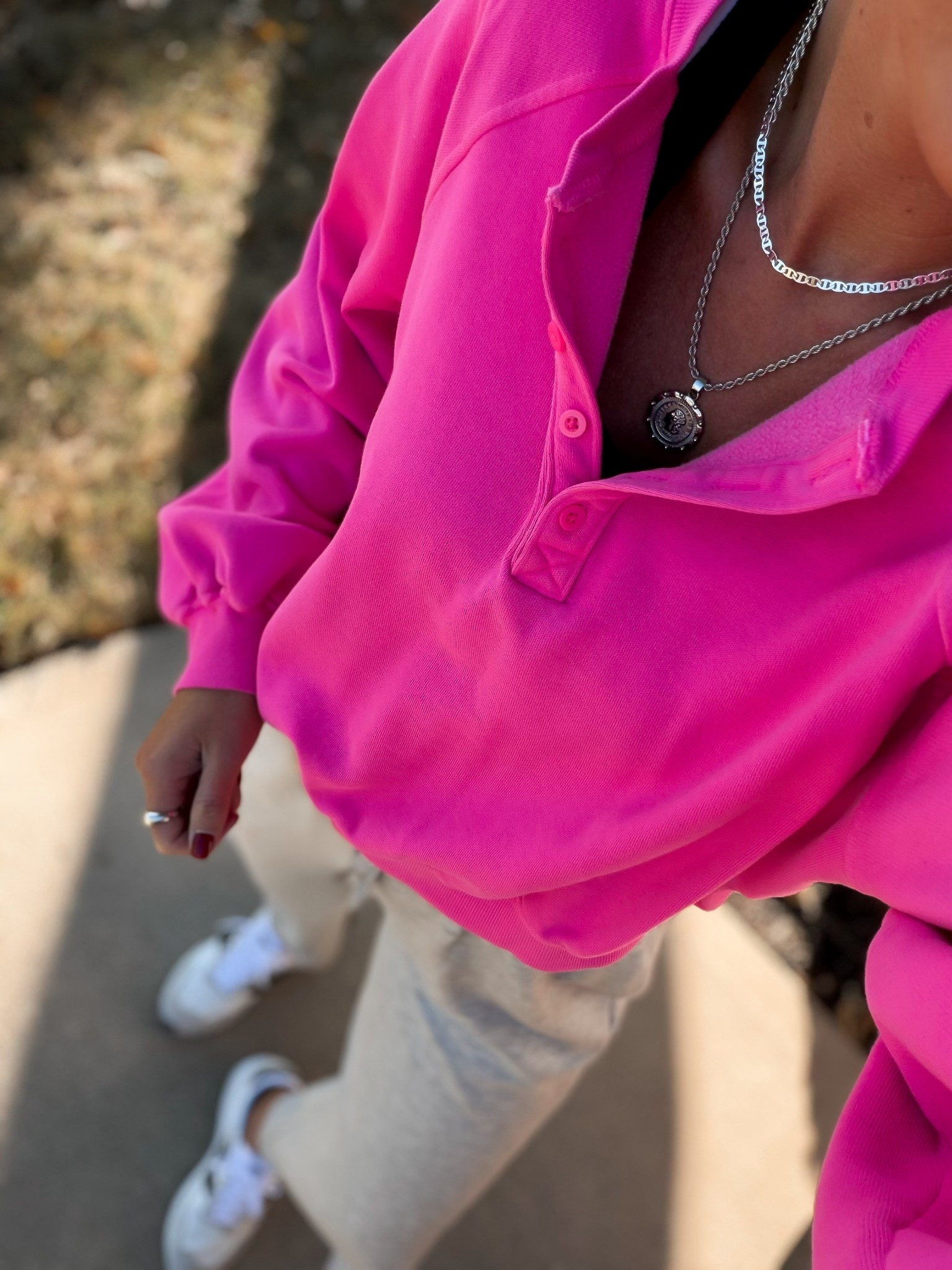 Travel outfit. 
My Old Navy sweatshirt is less than $20 right now while it’s 50% off. Pink sold out 😞 wearing medium  
Pants are part of a two piece set. 

#LTKTravel #LTKSeasonal