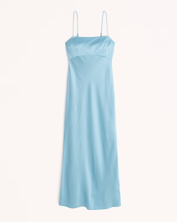 Satin Cowl Back Slip Midi Dress | Abercrombie & Fitch (US)