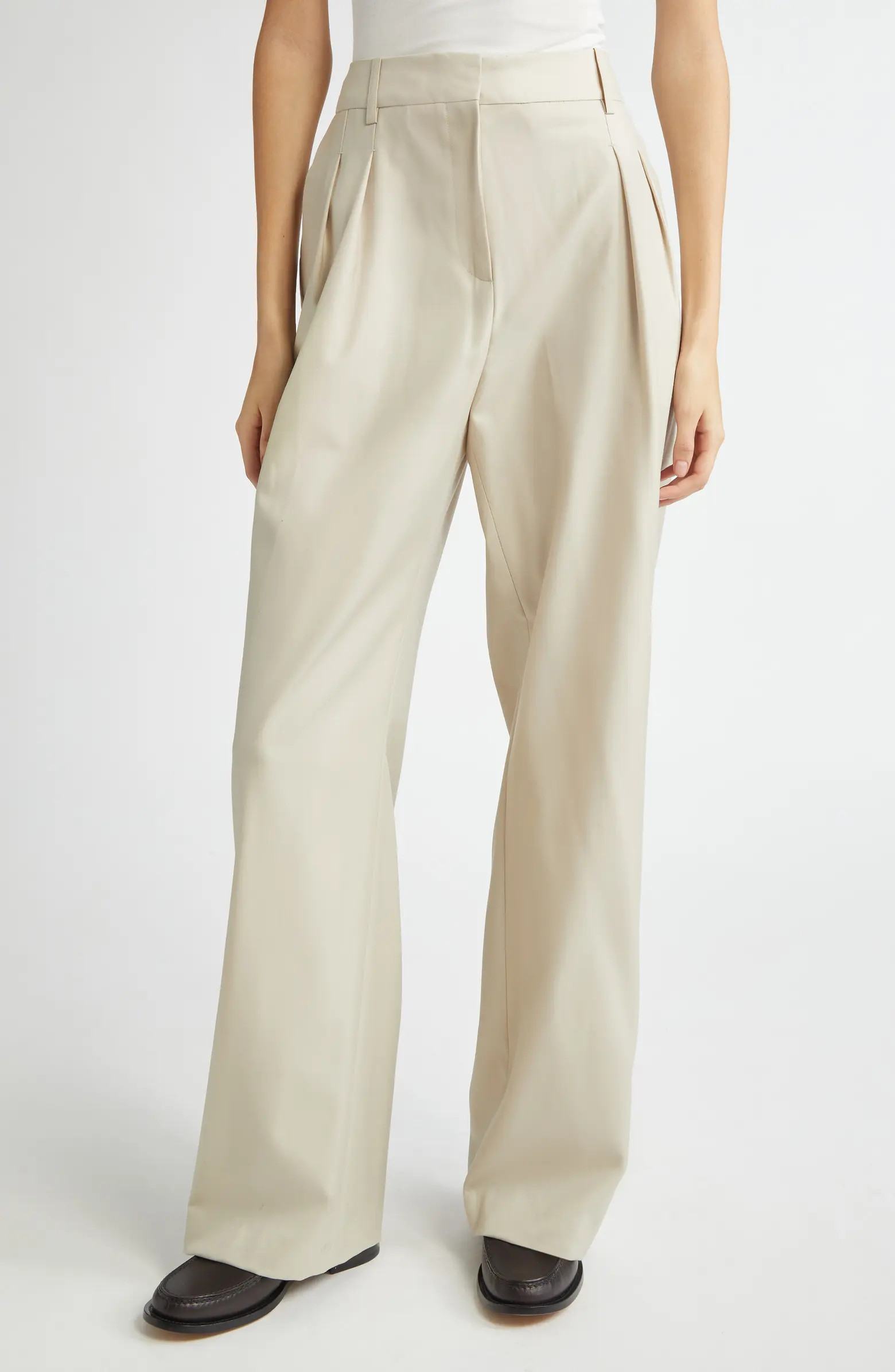 LOULOU DE SAISON Sbiru Pleated Virgin Wool Straight Leg Pants | Nordstrom | Nordstrom