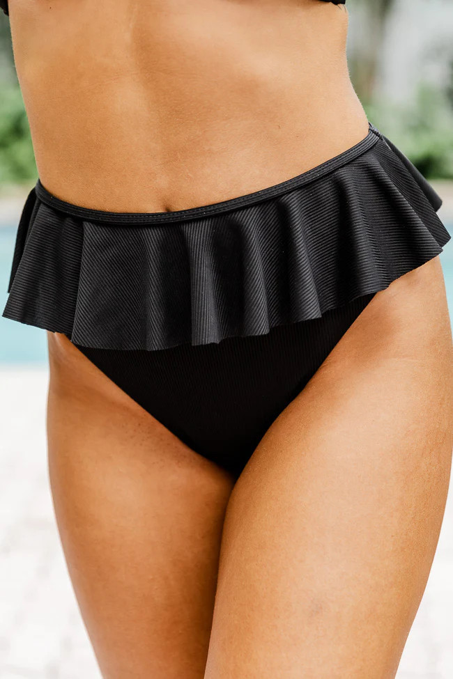 Last Splash Black Ruffle Bikini Bottoms | Pink Lily
