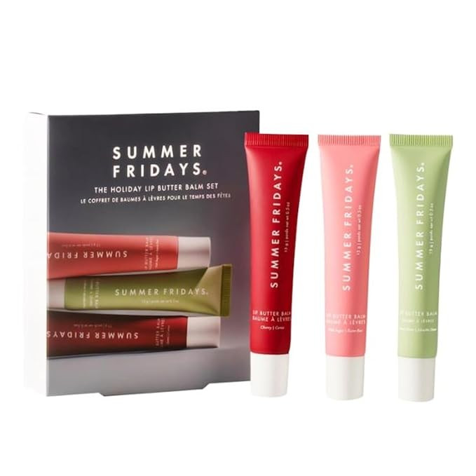 Summer Fridays Limited Edition The Holiday Lip Butter Balm 3 Piece Set - Pink Sugar - Sweet Mint ... | Amazon (US)
