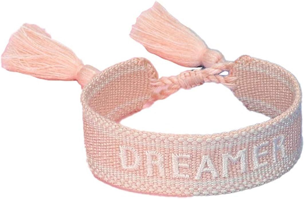 Woven Cotton Knitted Word Wrap Bracelets Lucky Lettering LOVE Pattern Braided Bracelets Boho Adju... | Amazon (US)