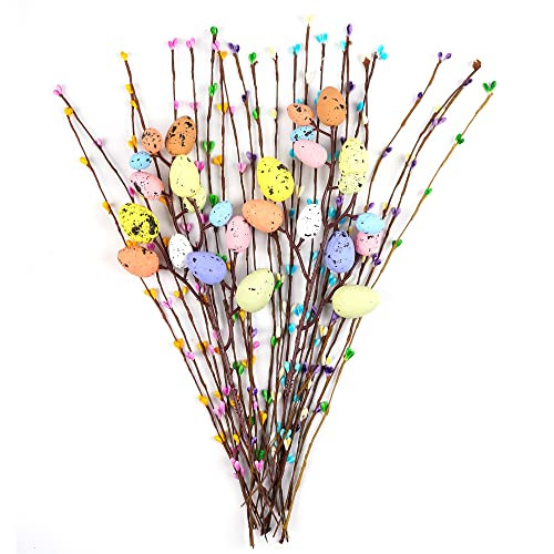 Shitailu Artificial Easter Spray Vine with Pastel Easter Eggs and Berries- Decorative Spring Floral Stems-Easter Egg Twig Branches for Floral Arrangement-Centerpiece Wreath Decoration (26 Pcs) | Amazon (US)
