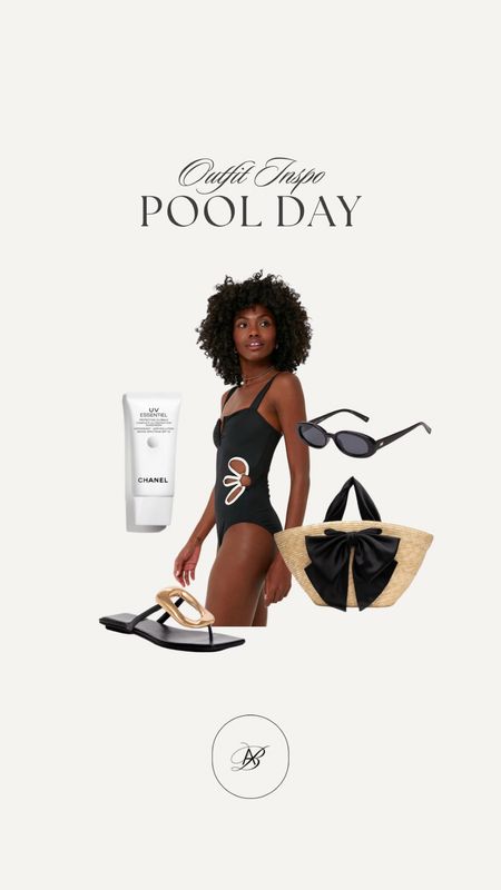 Pool day outfit inspo! This Tuckernuck one piece swimsuit is perfect for a beach or pool day! Pair it with some cute sunnies and these black sandals! Finish off the look with this straw tote bag! 🖤

#LTKTravel #LTKSwim #LTKStyleTip