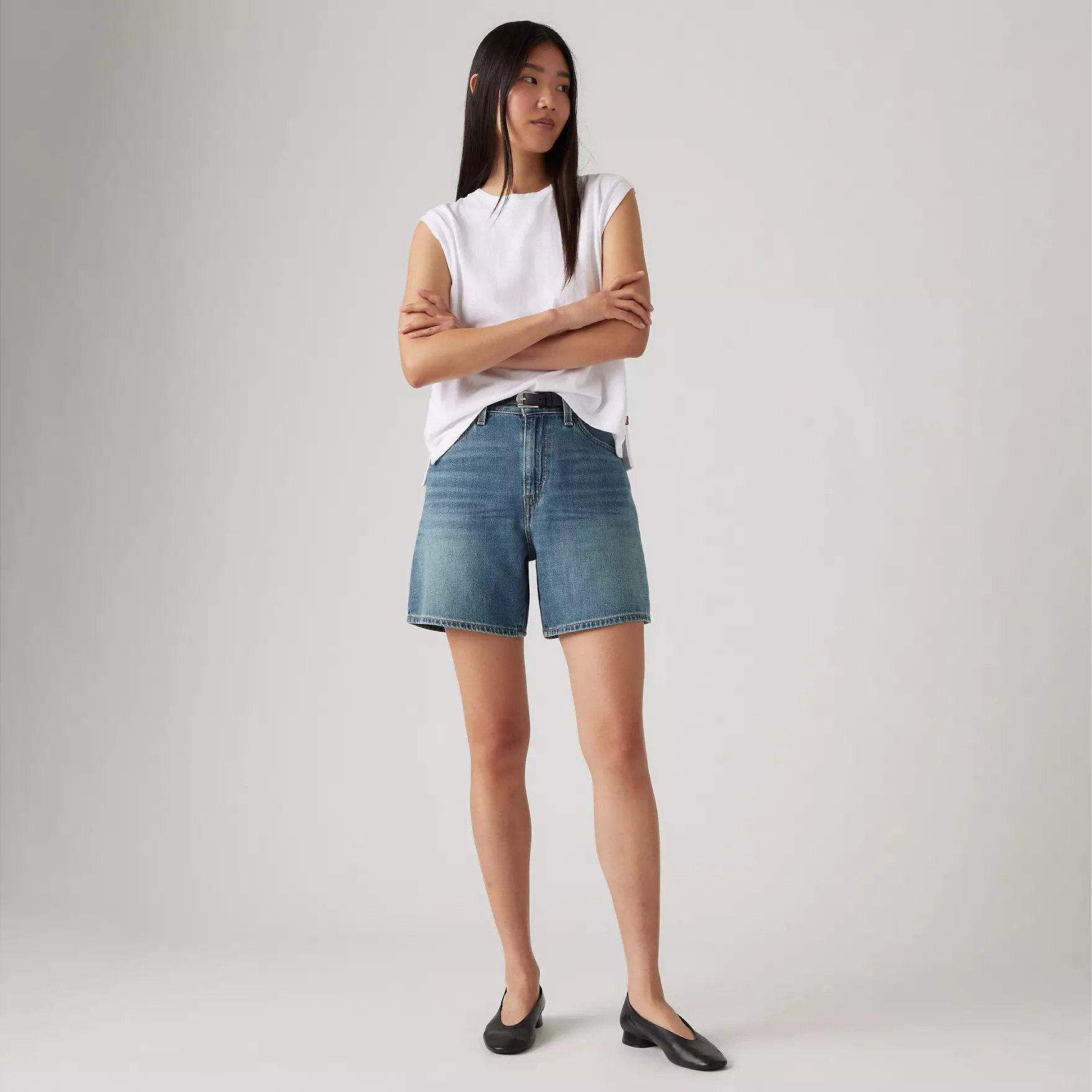 High Rise Baggy Linen+ Denim Lightweight Women's Shorts - Medium Wash | Levi's® US | Levi's US