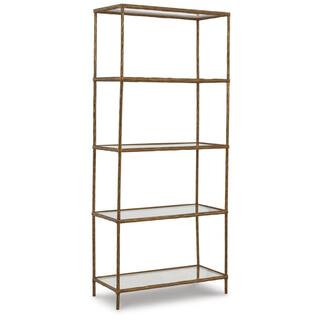 Ryandale 72.5 in. Tall Antique Brass Metal 5-Shelf Etagere Bookcase | The Home Depot
