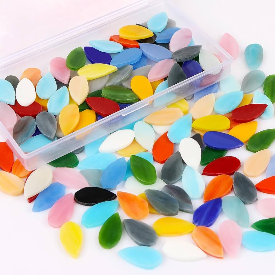 Flat Glass Mosaic Tiles, 150 pcs Stained Glass Mosaic, Waterdrop Gems for Home Decoration DIY Cra... | Amazon (US)