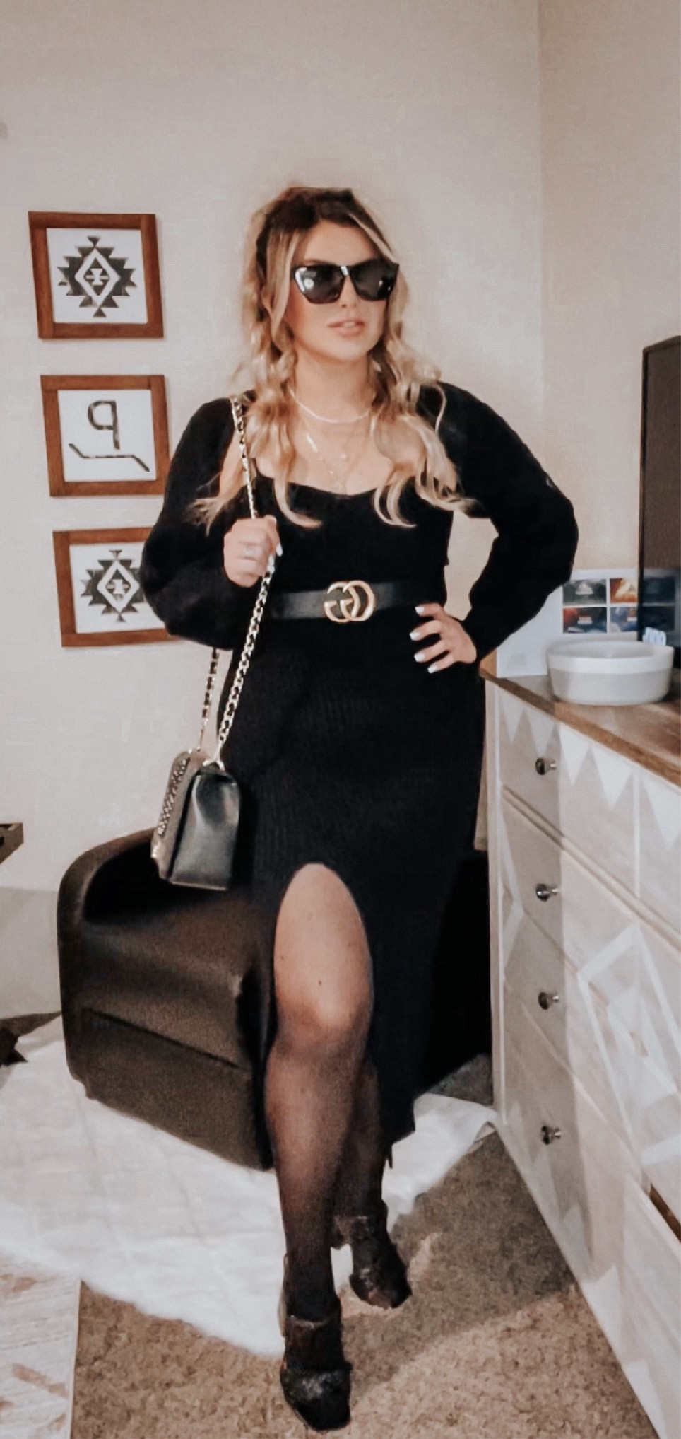 Minimalist Sweater Dress Outfit ✨ 

Whatever I can’t link I will try and link similar! But here is the info: 

Dress: Cider
Tights: Sheertex
Heels: were from Lime Lush Boutique
Bag: Valentino by Mario 
Belt: Gucci
Necklace: Revolve
Earrings: Ana Luisa
Sunnies: Amazon 

#LTKstyletip #LTKfindsunder100 #LTKmidsize