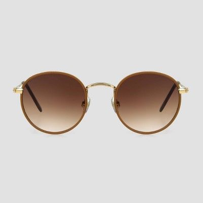 Women's Vegan Leather Wrapped Sunglasses - Universal Thread™ Caramel/Gold | Target