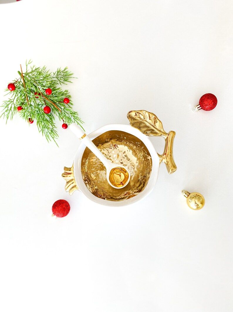 Gold Bowl W/leaf Details White and Gold Snack Bowl Gold - Etsy | Etsy (US)