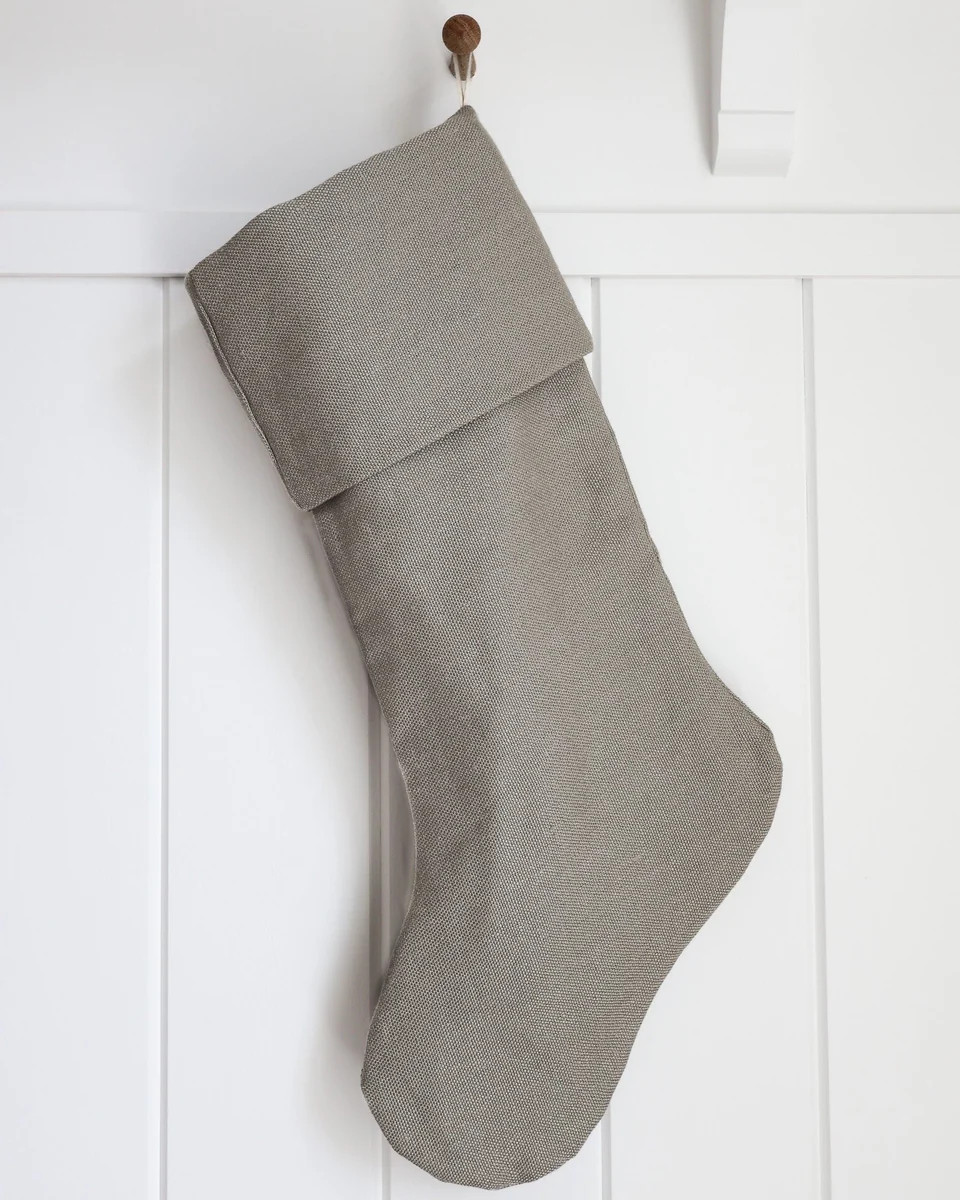 Linen Christmas Stocking | Light Gray Heritage Design | Hackner Home (US)