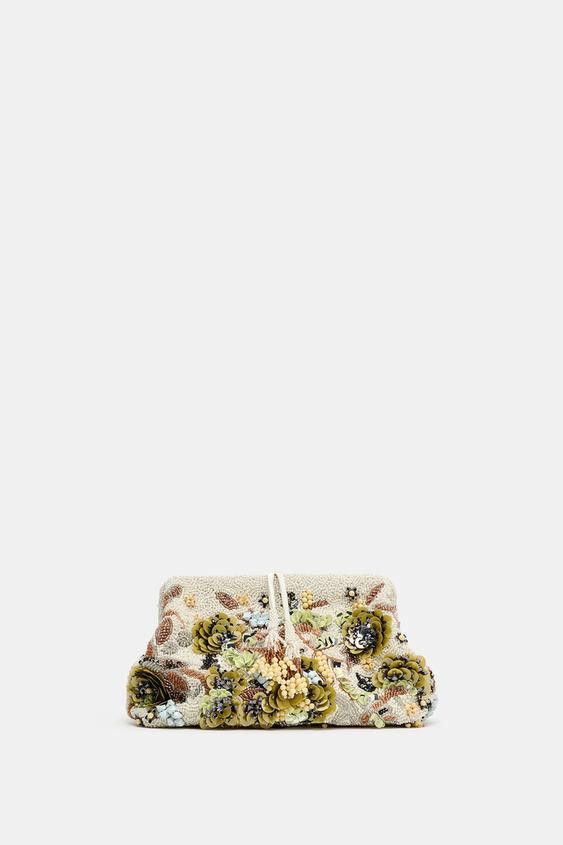 BEADED PRINTED POUCH | Zara US