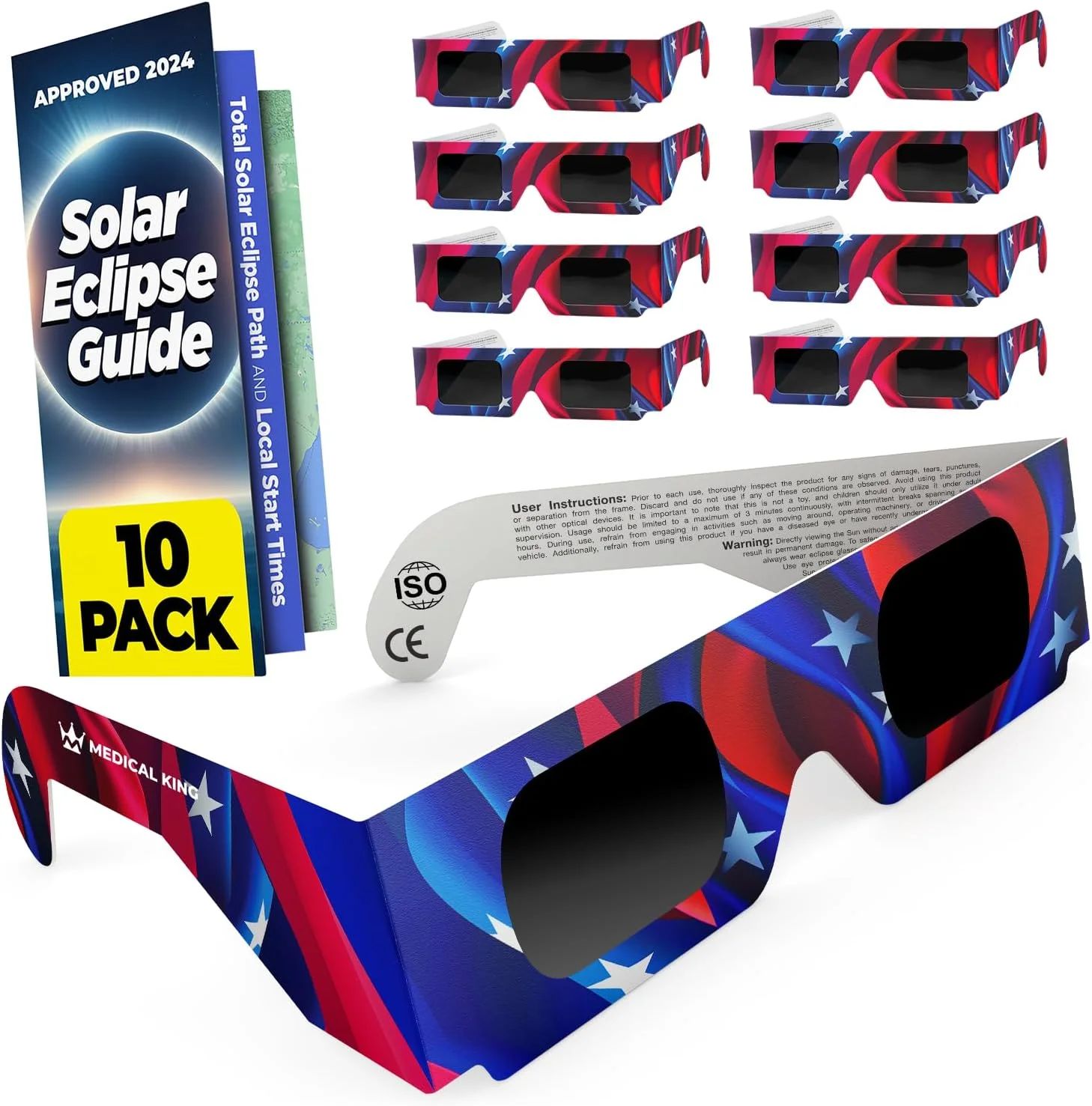 Solar Eclipse Glasses 10 Pack - 2024 CE and ISO Certified American Design Safe Shades for Direct ... | Walmart (US)
