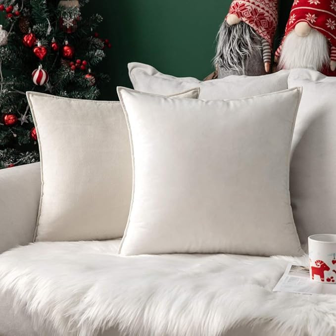 MIULEE Pack of 2 Christmas Decorative Velvet Throw Pillow Cover Soft Pillowcase Solid Square Cush... | Amazon (US)