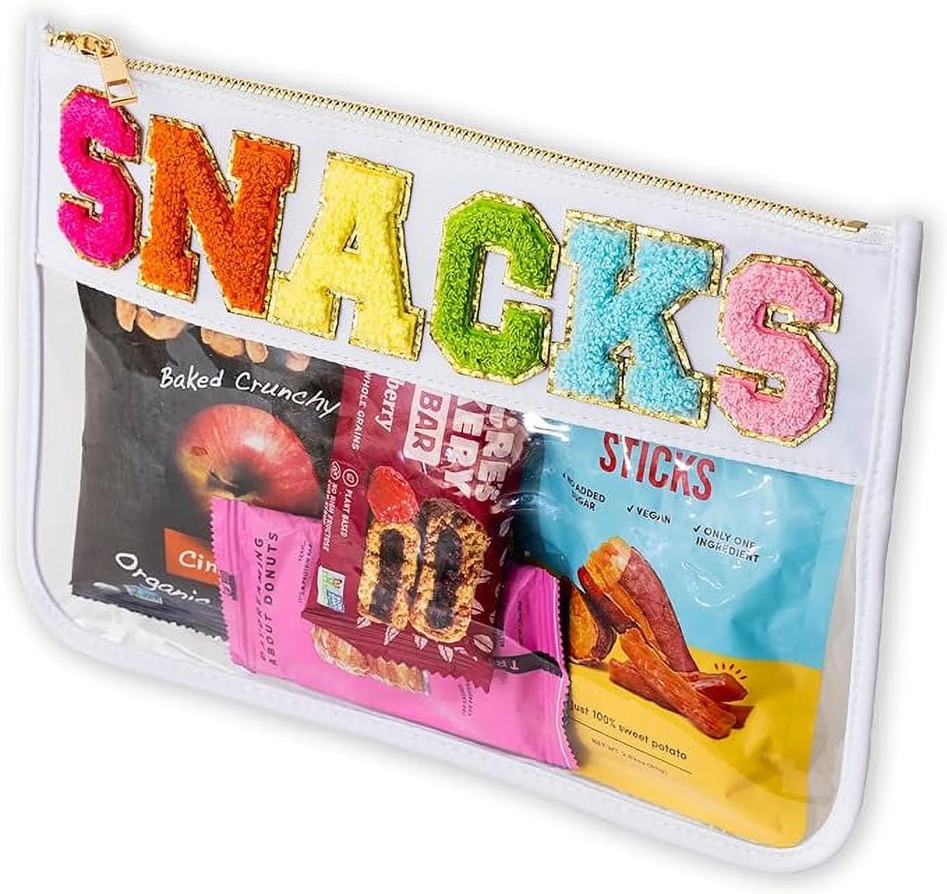 Fablinks Clear Snacks Bag, Chenille Varsity Letter Snack Pouch, Travel Zipper Bags for Mom, Aesth... | Walmart (US)