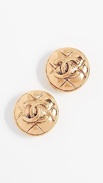 Chanel Quilted Round Earrings | Shopbop
