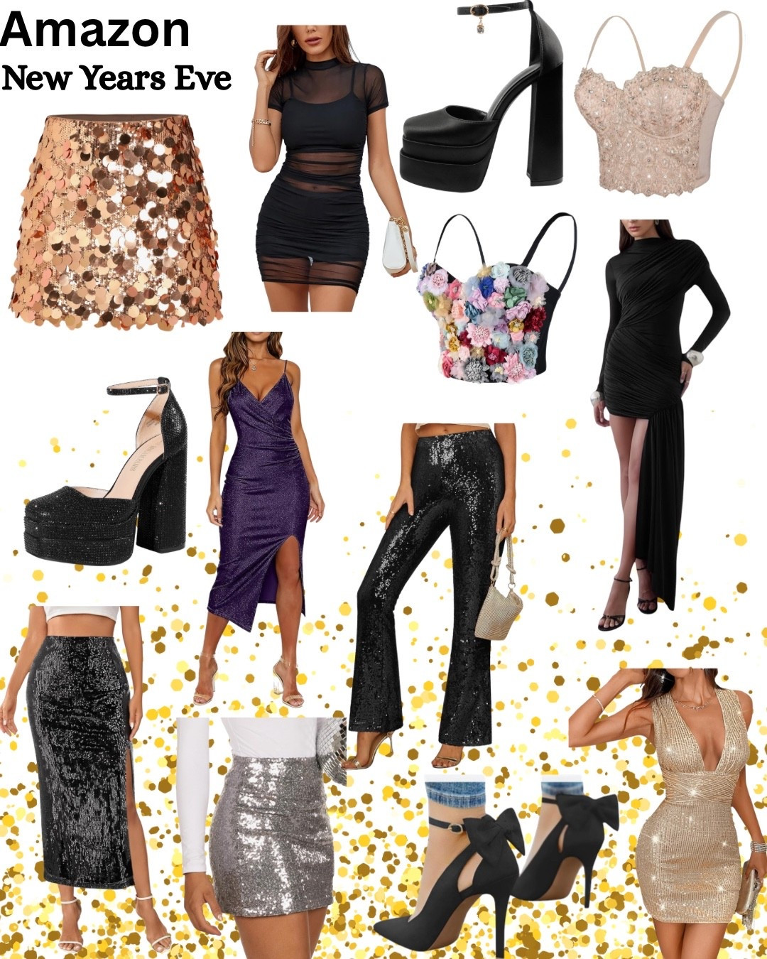 New Year's Eve outfit. New Year's party. New Year's outfit. Party outfit. Sparkle outfit. Sequins. Metallic. Glitter outfit. Amazon party style 


#LTKSeasonal #LTKHoliday #LTKFindsUnder50