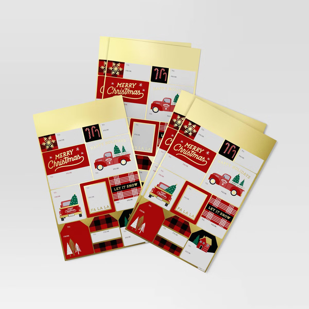 50ct Peel and Stick Christmas Gift Tag Gold/Red/Black - Wondershop™: Typography, Trucks, 9.5" x... | Target