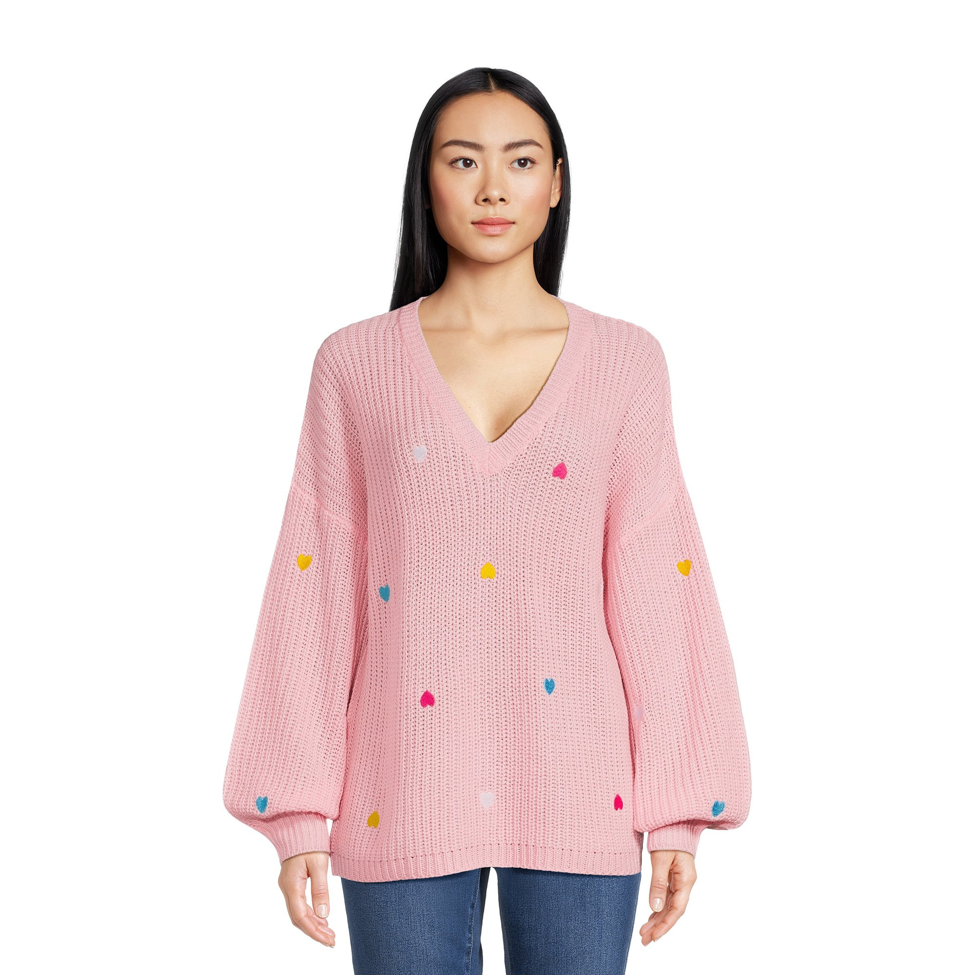 What's Next Women's V-Neck Multi Heart Embroidery | Walmart (US)