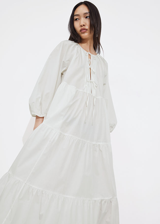 Tiered Tie-Detail Midi Dress | & Other Stories US