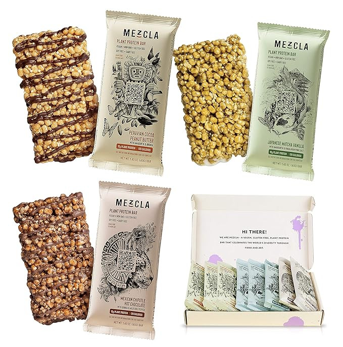 Mezcla Vegan Plant Protein Bars - Variety Pack: Gluten-Free, Non-GMO, Soy Free, 10G of Protein [8... | Amazon (US)