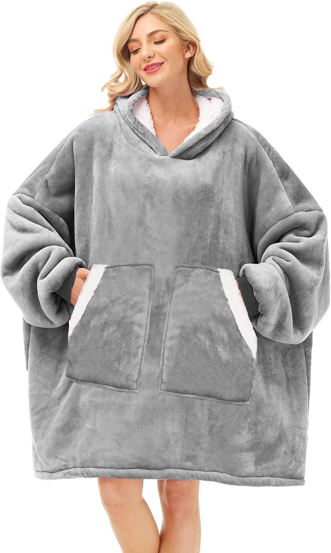 Kipswiza Oversized Wearable Blanket Hoodie, Cozy Fluffy Sherpa Fleece Hooded Blankets Sweatshirt ... | Amazon (US)