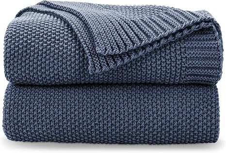 CozeCube Blue Throw Blanket for Couch, Soft Cozy Cable Knit Throw Blanket for Bed Sofa Living Roo... | Amazon (US)