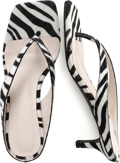 Kitten Heeled Sandals for Women Slip On Square Clip Toe Flip Flips | Amazon (US)