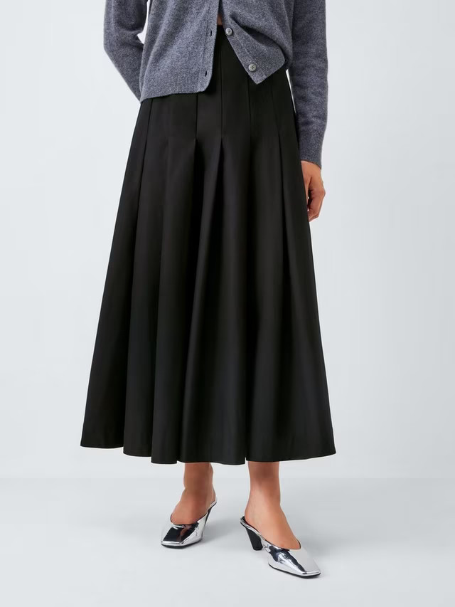 John Lewis Pleat Cotton Blend Maxi Skirt | John Lewis (UK)