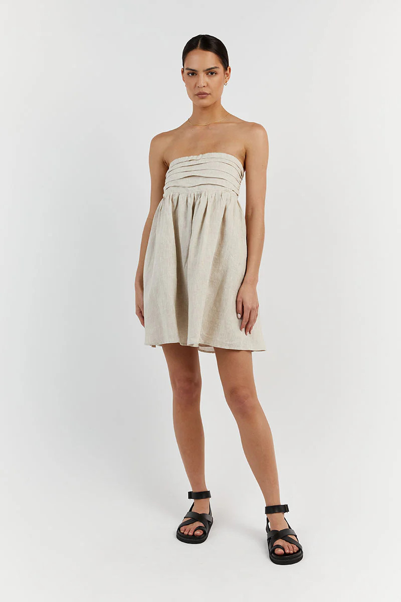 LEXI NATURAL LINEN MINI DRESS | DISSH