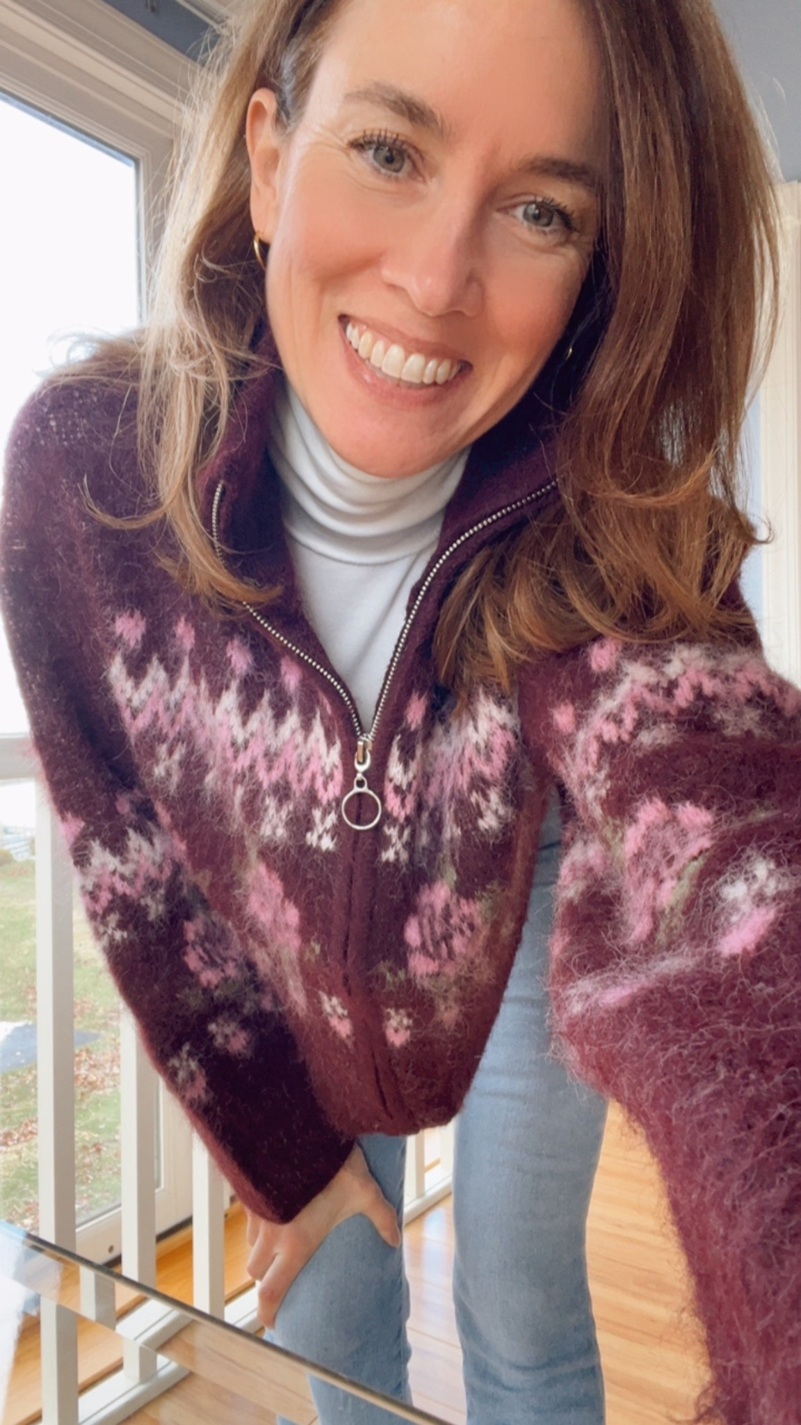 This is the coziest sweater jacket from Target and I love the purple color and floral print and it’s fuzzy and not itchy. Best deal under $40 and great gift idea for a sister, mom, best friend, daughter or wife. #over40style 

#LTKootd #LTKGiftGuide #LTKOver40