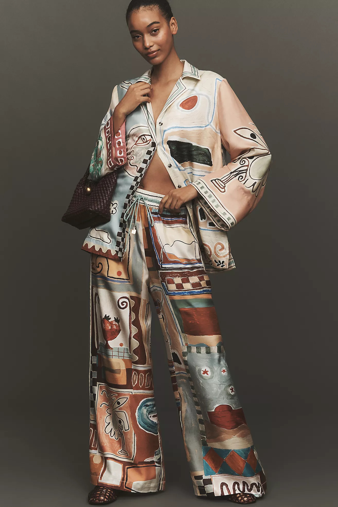 ALÉMAIS Michelle Silk Wide-Leg Pants | Anthropologie (US)