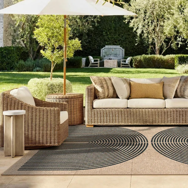 Narze Modern Easy Jute Machine Washable Area Rug Outdoor Rug with Non-Slip Backing for Living Roo... | Wayfair North America