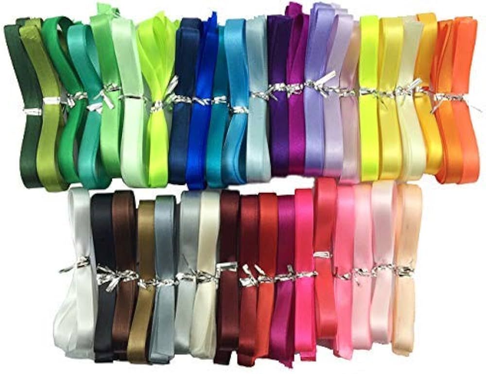 Solid Color Satin Ribbon 40 Colors 1/2" X 2 Yard Each Total 80 Yds Per Package … | Amazon (US)