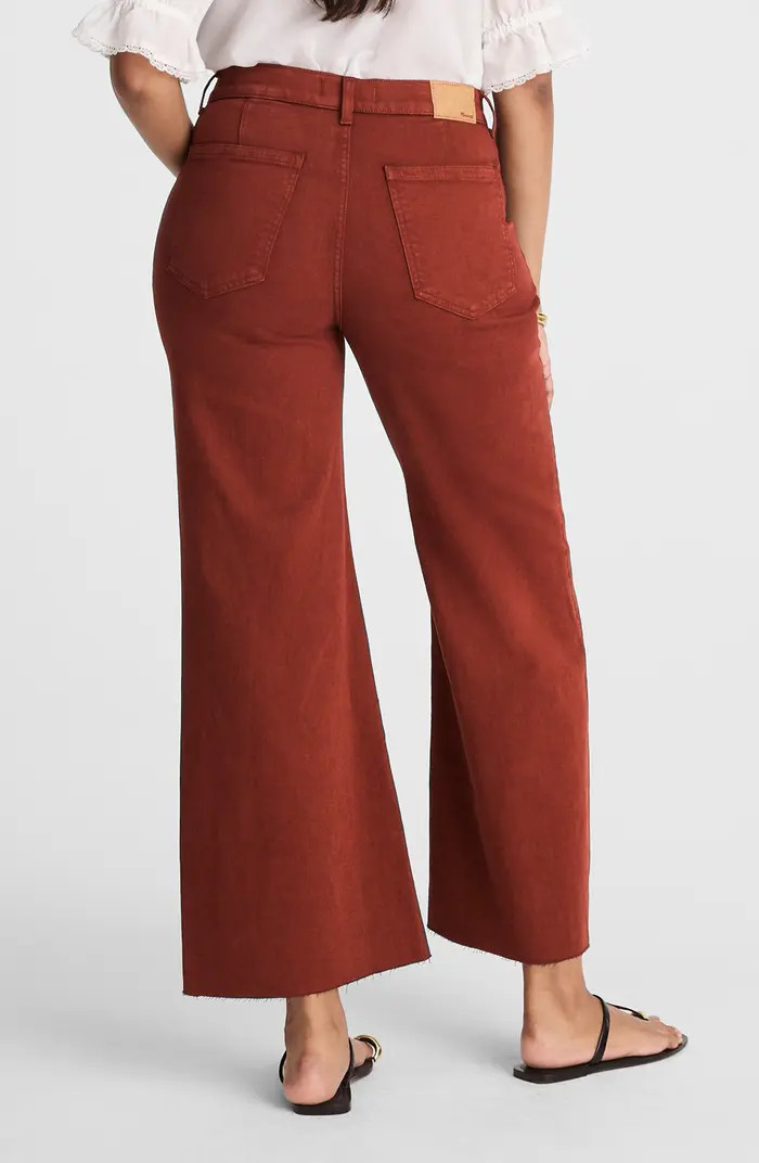 Garment Dye Patch Pocket Raw Hem Crop Flare Wide Leg Jeans | Nordstrom