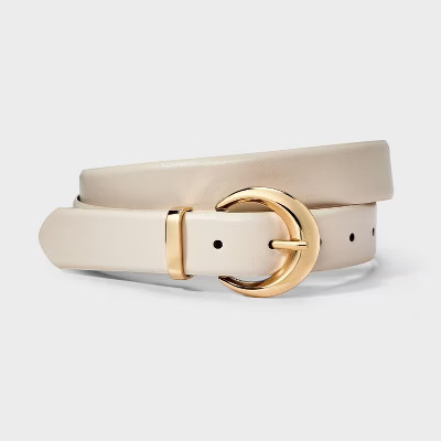 Bevel Buckle Belt - A New Day™ Light Taupe XXL: Solid Pattern, Belt Loops, 51" Length | Target