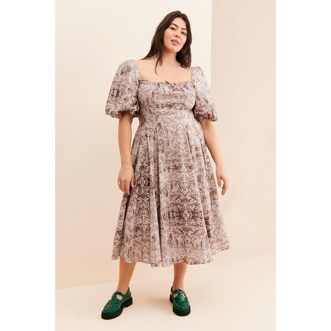Selkie Women's Pleated Dress - Brown | Depop US