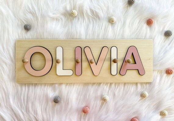 Personalized Baby Name Puzzle, Nursery Room Decor, Wooden Kid Name Jigsaw Puzzle, Baby shower and... | Etsy (US)