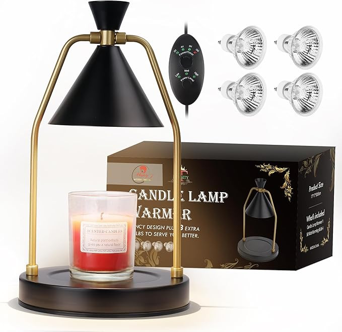 MIGHTY T Candle Warmer Lamp with Timer, Dimmable Candle Light Electric Candle Warmer Compatible w... | Amazon (US)