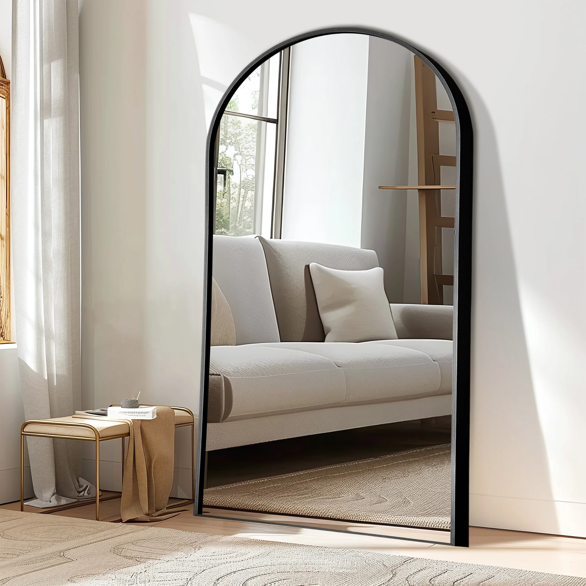 MAYEERTY 71"x32" Arch Large Full Length Mirror Aluminum Alloy Framed Floor Standing Mirror, Black | Walmart (US)