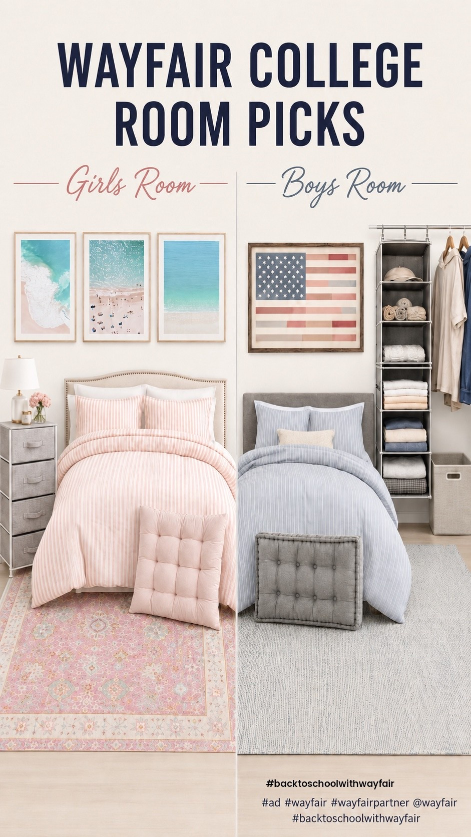 #ad Wayfair makes it easy to create curated boys’ and girls’ dorm rooms with stylish, functional finds for every space and style. @wayfair #wayfairpartner #backtoschoolwithwayfair #wayfair #backtocollegewithwayfair