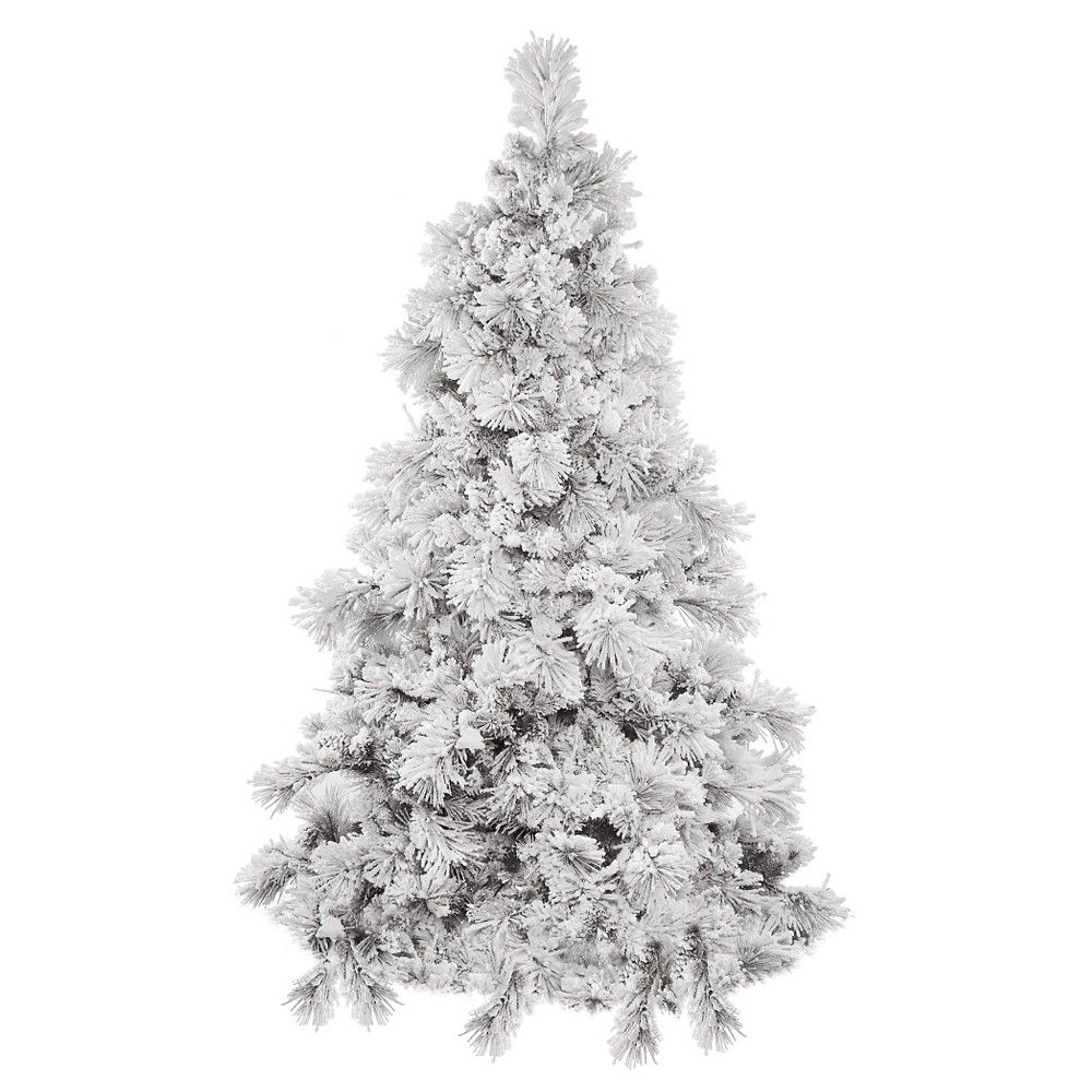 3.5ft Unlit Slim White Flocked Pine Artificial Christmas Tree, Green | Target